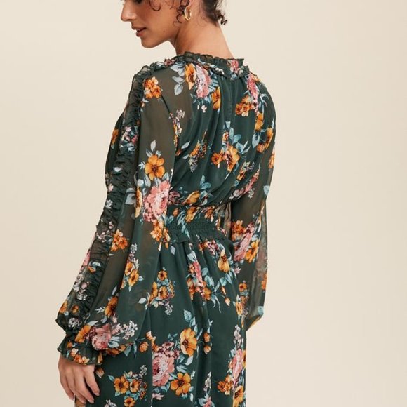 Amapola Floral Ruffled Chiffon Dress - Picture 7 of 11